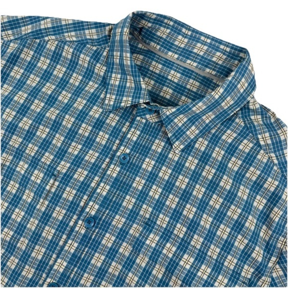 ROYAL ROBBINS Mens Short Sleeve‎ Button Shirt Blue/Yellow Plaid - SIZE XL